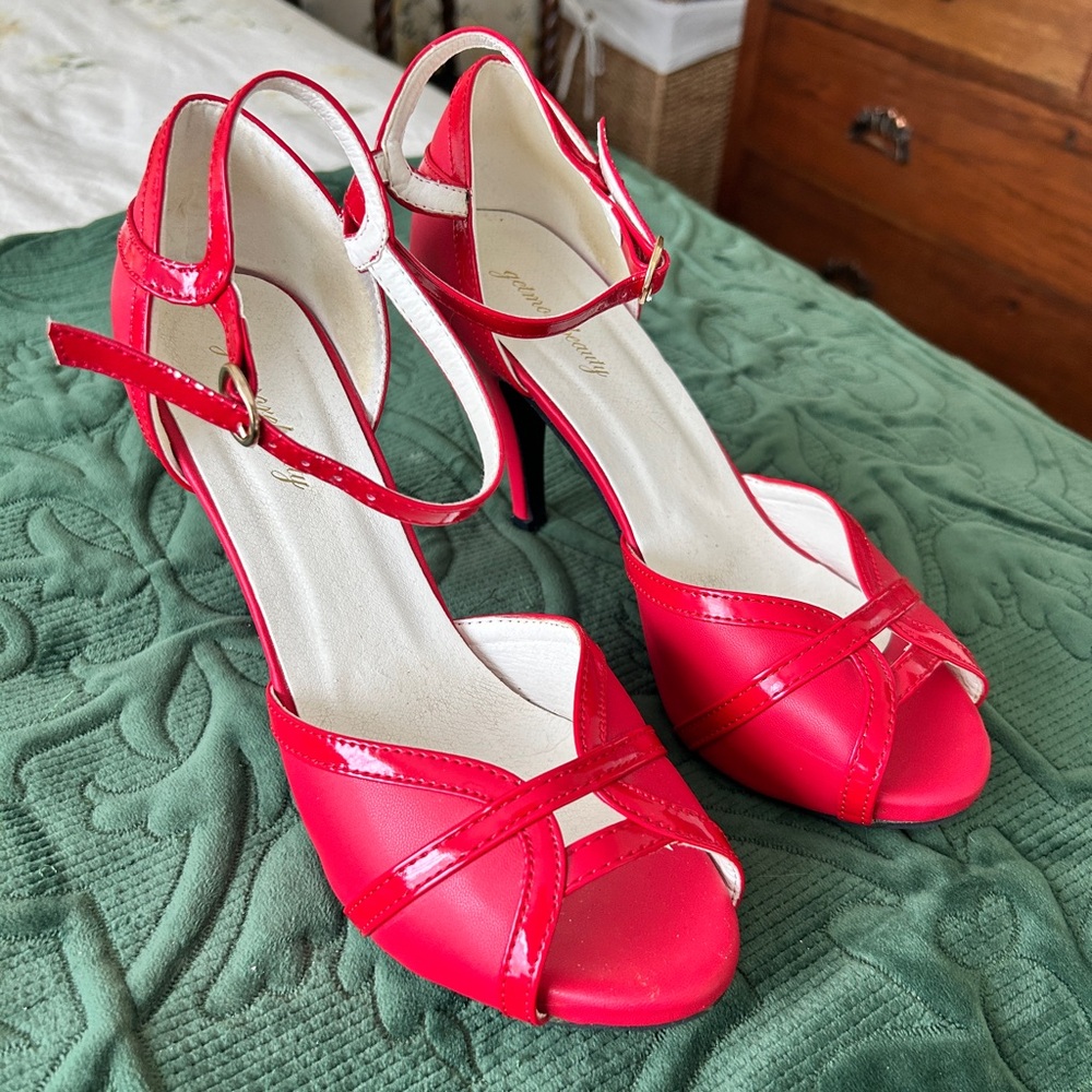 Elegant Red Strappy Heels